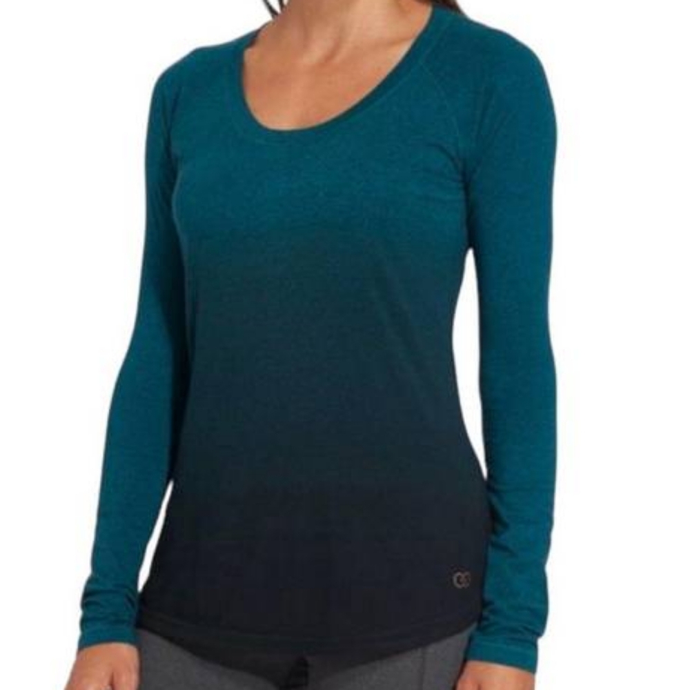 CALIA By C.U Flow Everyday Teal Ombre Long Sleeve Shirt